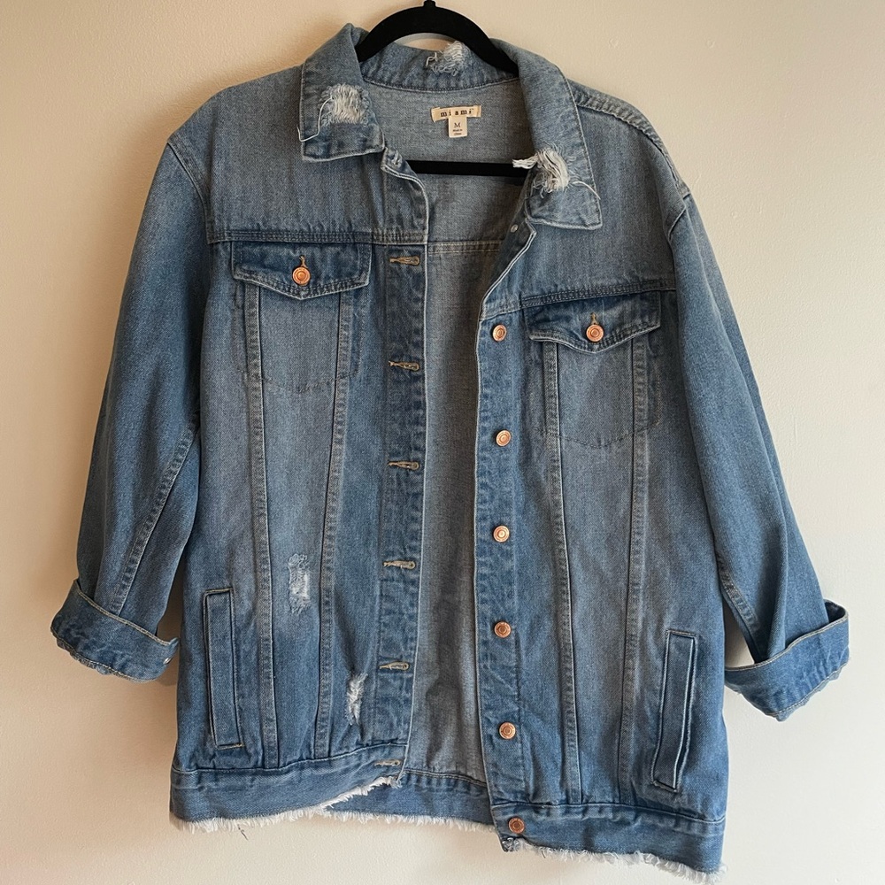 Oversized Distressed Jean Jacket